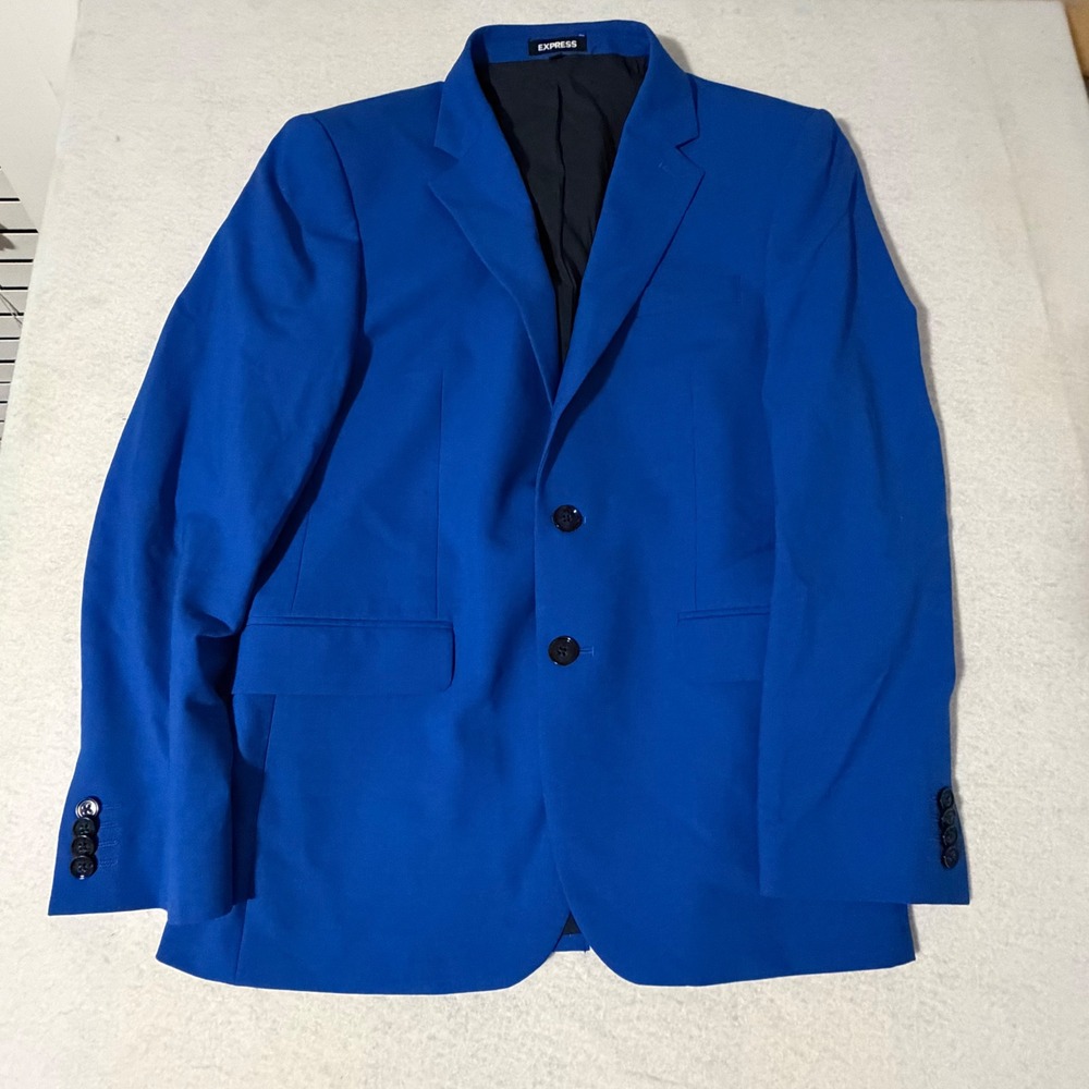 Express Extra Slim Royal Blue 2 Button Blazer Suit Jacket 38S Notch Lapel Mens